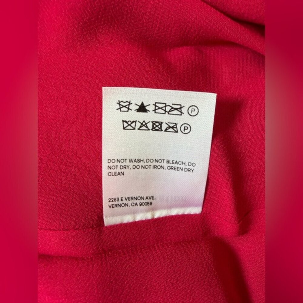 NEW Reformation Meadow Puff Sleeve Smocked Midi Dress Rhubarb Pink Red | size S - Picture 11 of 13